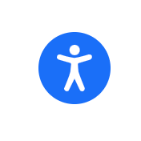 Icono azul con una pequeña figura humana blanca en el centro